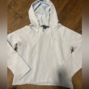 Ralph Lauren Sport Cropped Ladies spring Hoodie XS Light Blue Sweatshirt